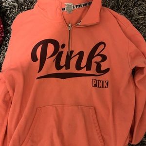 PINK orange quarter zip with large pocket